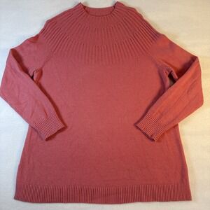 Anthropologie Women's Large Knit Sweater Mock Neck Rose Pink